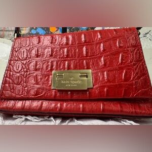Kate Spade Rialto Place Sally crossbody bag in red crocodile-embossed